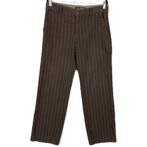 FRED&HOWARD Vintage Pants 33 Brown Stripe Straight Cotton-blend Pockets Zip Y2K
